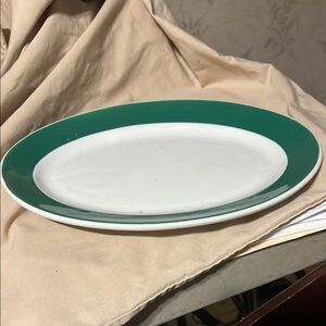Green and White Dinner Plate